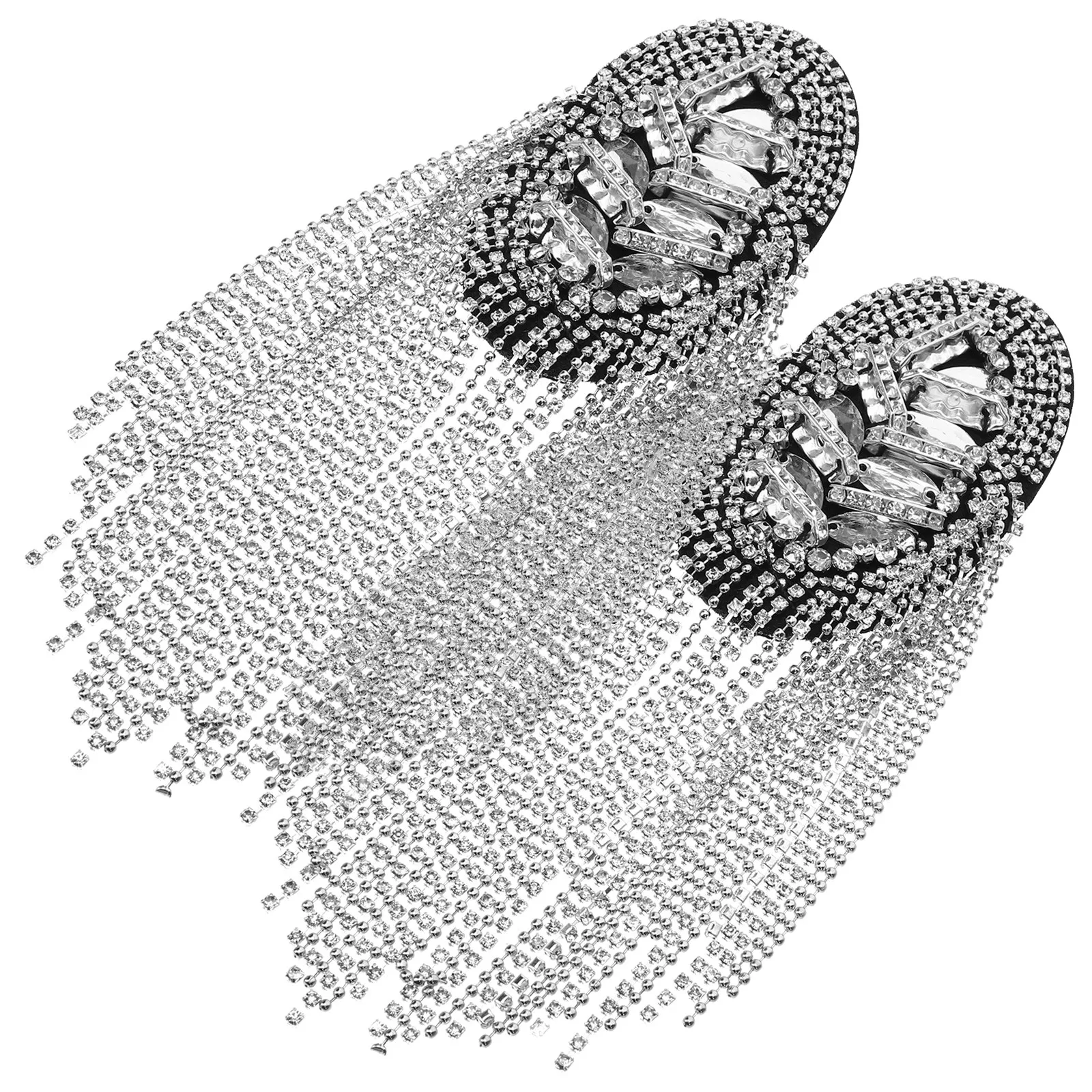 

2Pcs Rhinestones Epaulettes Shoulder Epaulet Metal Tassel Chain Applique for Clothes Costume Accessory Shoulder Jewelry Arm
