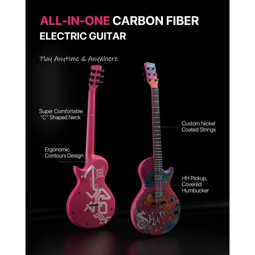 جيتار كهربائي من Enya Sonic Shinichi Kobayashi Signature Loong Nova Go Sonic Smart Electric Carbon Fiber Guitarra مع 10 وات