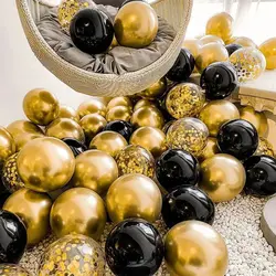 35Pcs Mixed Gold Black Confetti Latex Balloons Kids Adult Man Woman Birthday Party Decoration New Year Graduation Party Decor