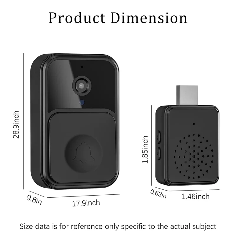 PHILE-Smart Wireless Remote Video Doorbell, Camera Wireless Intercom Doorbell, HD Night Vision Wifi Tuya Security Doorbell