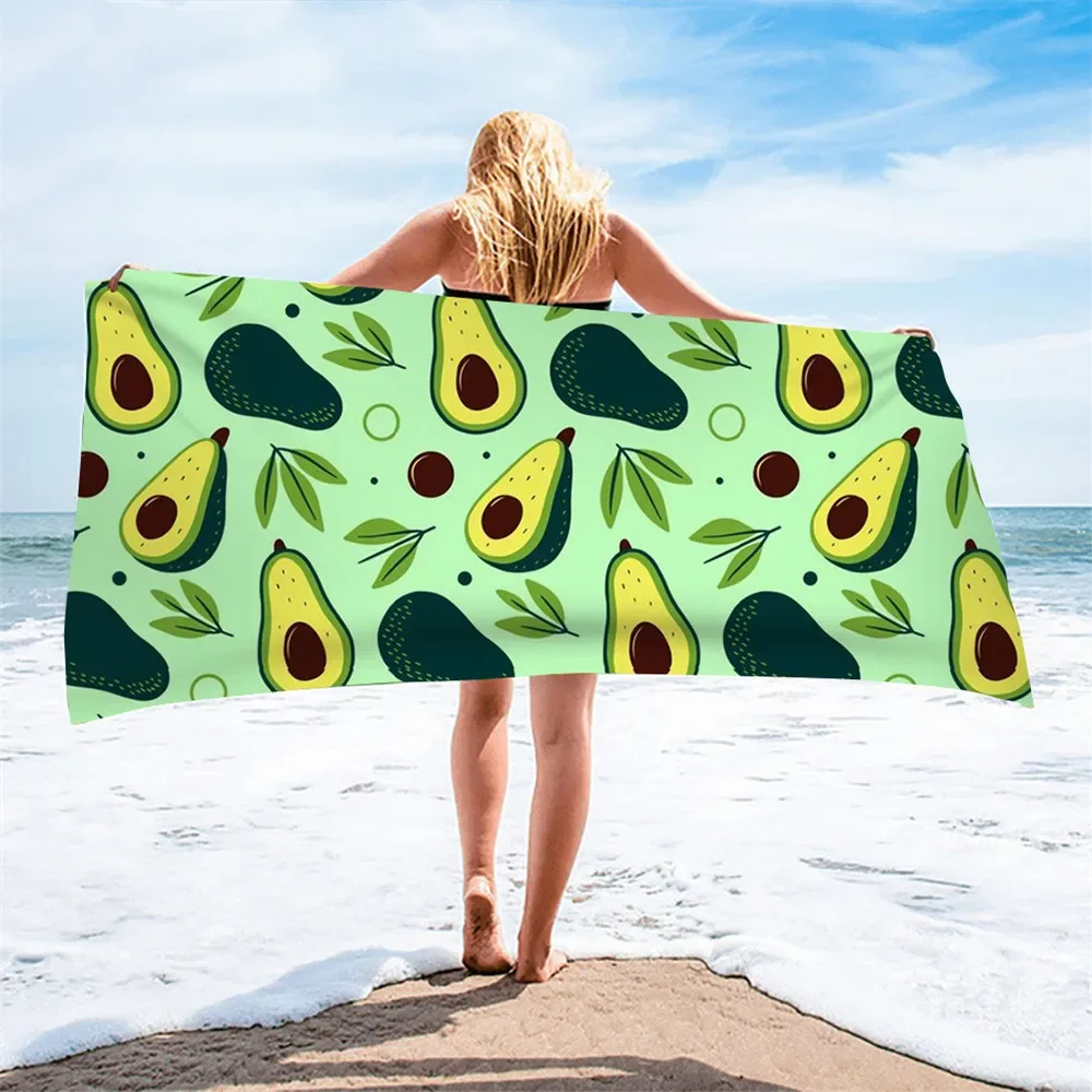 

Microfiber Beach Towel Avocado Fruits Pattern Printing Sand Free Quick Dry Absorbent Swimming Towel Travel Camping Picnic Women