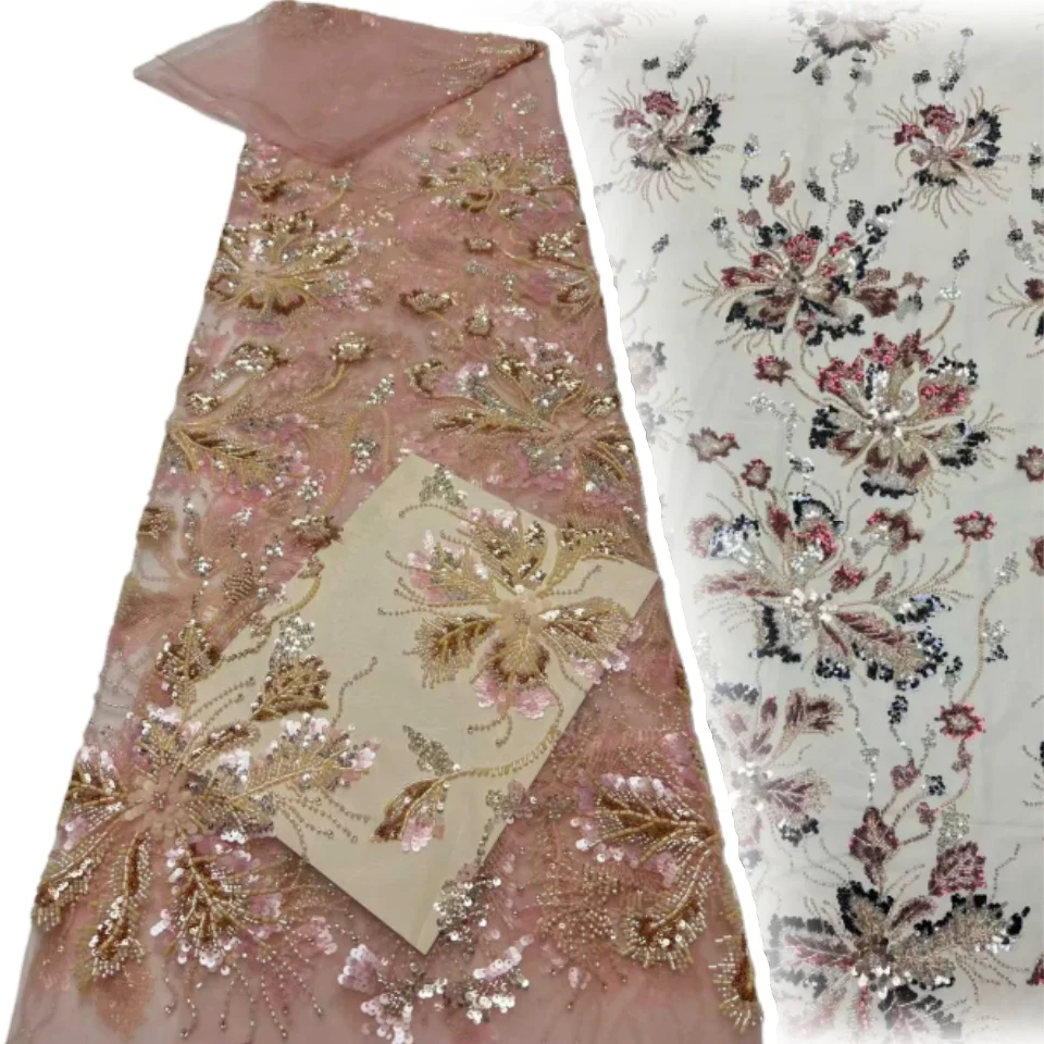 

5 ярдов модная ткань для вышивки бисером, сетчатый материал для суконь и свадебных платьев, ткань с блестками Iny, одежда, сделай сам, Crts T1632