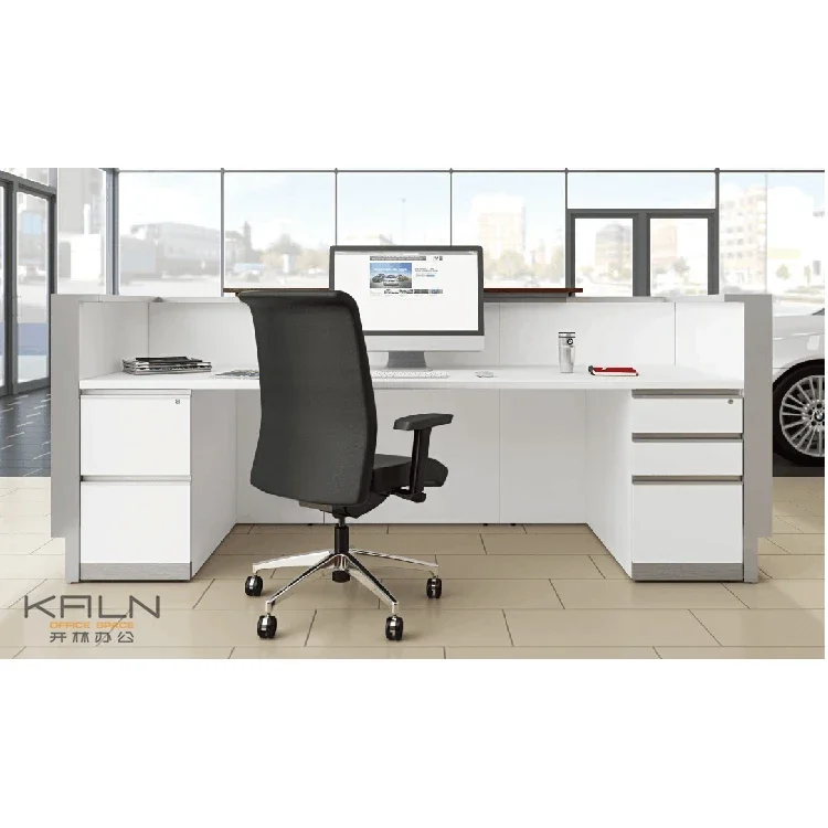 2026 China Factory Direct Price Customized Fashionable Modern Office Reception Lobby Desk Solid Wooden White Front Counter Servi