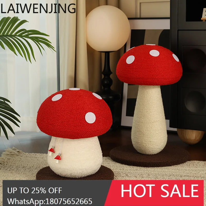 Drzewko dla kota MJY z czerwonymi grzybami, drabinka do wspinania, drapak z szponami, lina konopna, piłka, pionowa deska do drapania dla kota.