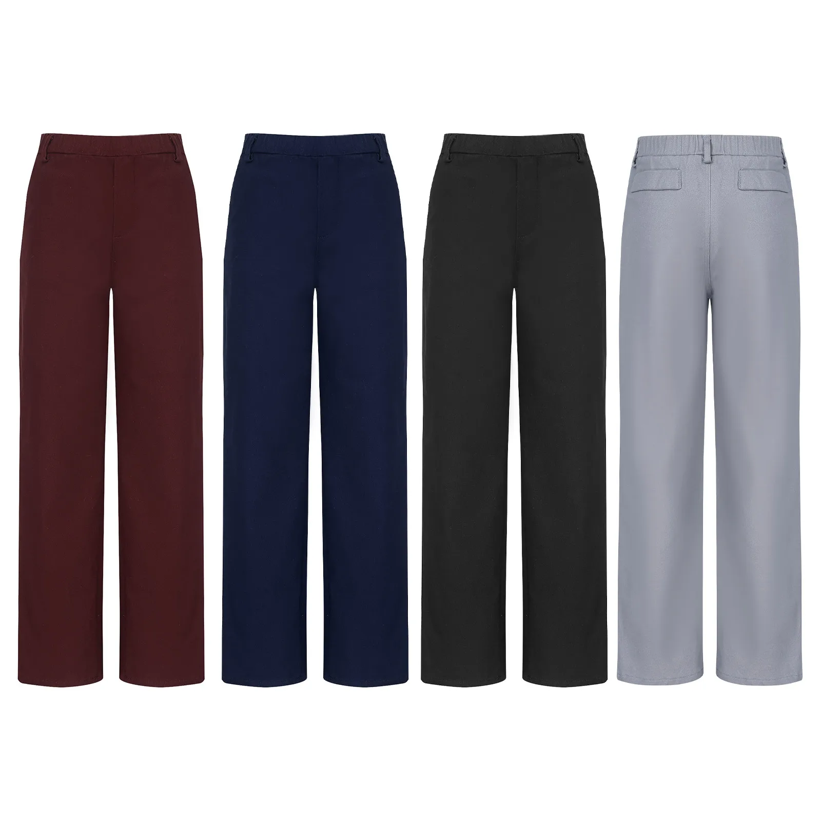 

Kids Boys Trousers School Uniform Pants Spring Autumn Casual Elastic Waistband Solid Fit Pull-On Wedding Birthday Party Pants