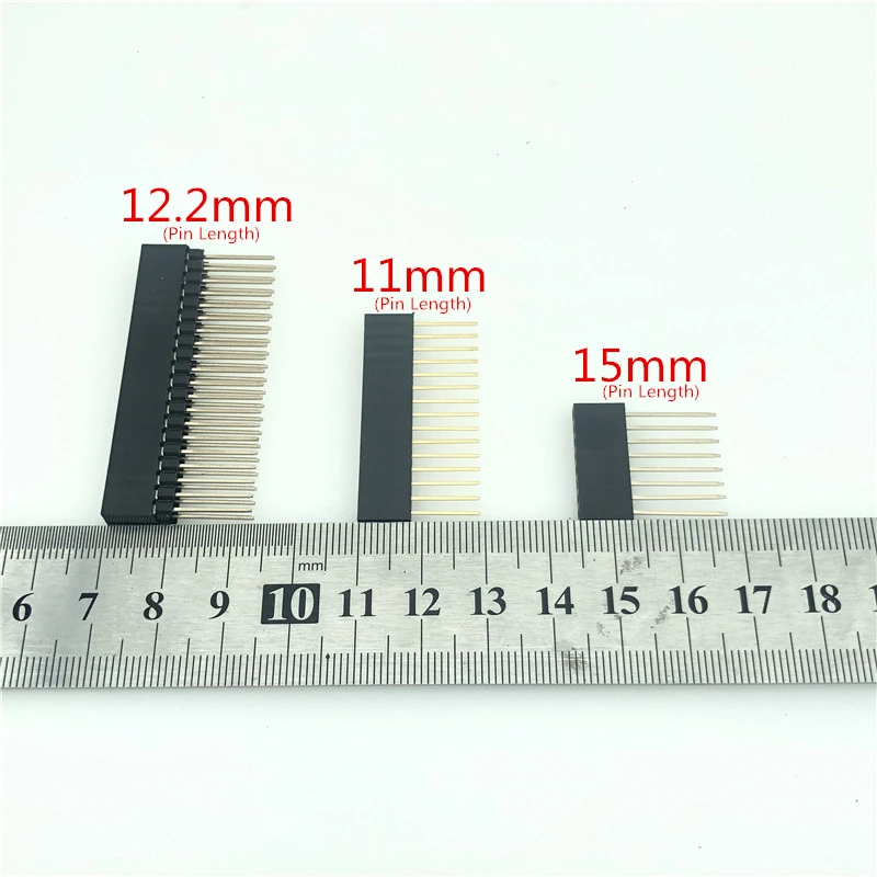 2.54mm Single Dural Row Lengthen Female Connector Long 11/12.2/15mm PCB Pin Header socket 2/3/4/6/8/10/15/20/40 Pin For Arduino