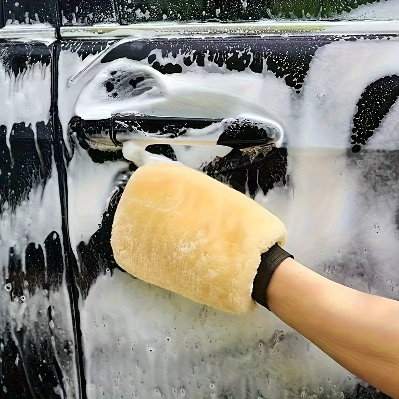 2pcs Car Wash Gloves Wet Cleaning Mitt Dry Wool Auto Detailing Mitt Gently Delicate Finishes Wash Mitt for Whole Car Washing
