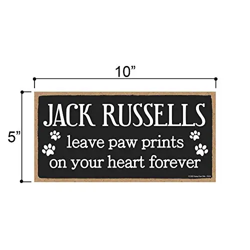 Honey Dew Gifts Jack Russells Leave Paw Prints, Wooden Pet Memorial Home Decor, Decorative Dog Bereavement Wall Sign, 