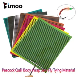 Bimoo 4/8 Sheets Synthetic Peacock Quill Body Wrap Skin Fly Tying Material 38Herls per sheet Nymph Bug Bond Trout Fishing Lures