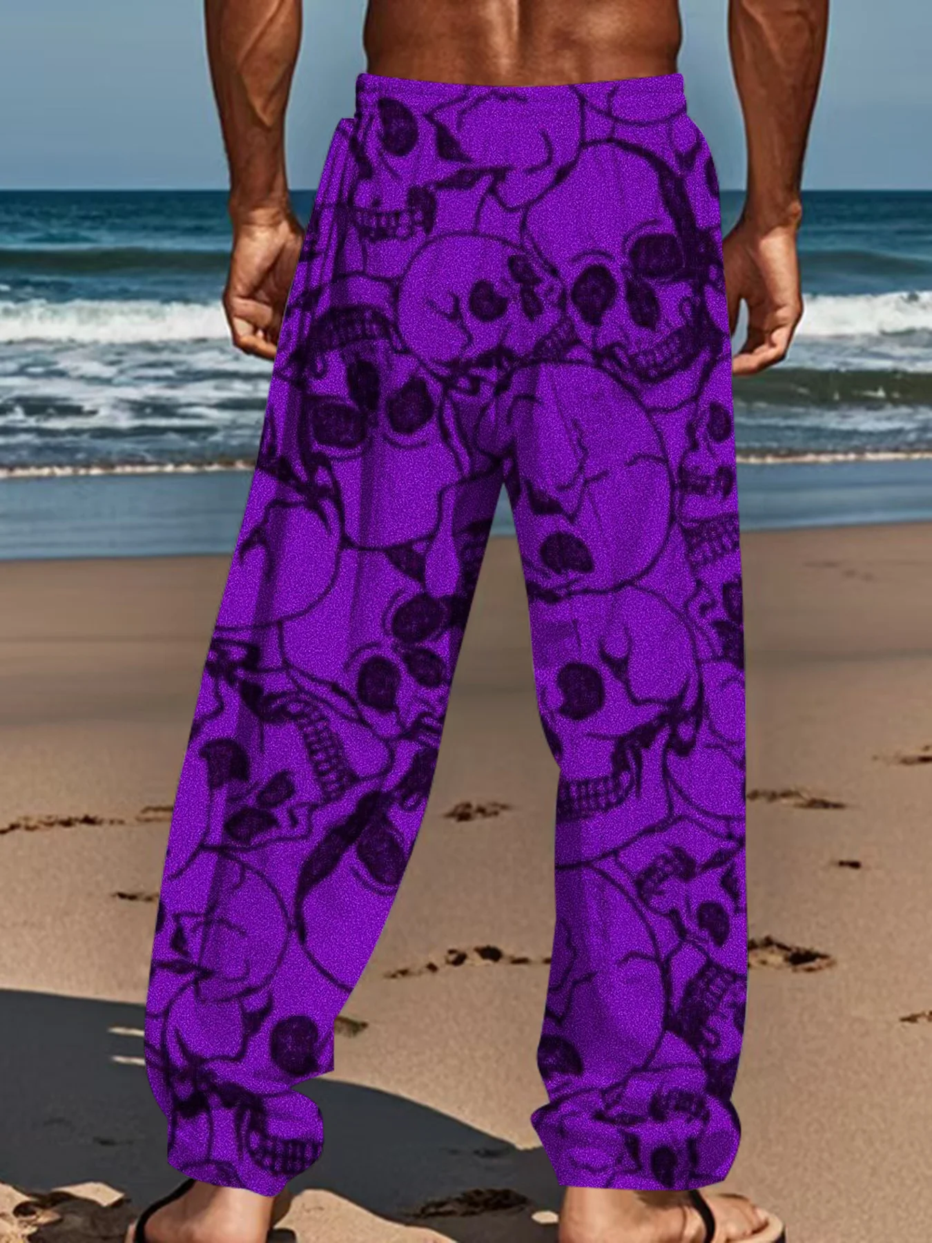 Neu eingetroffen: Gothic Tribal Skull Unisex Straight Leg Hose mit abstraktem Dornenmuster, dunkle Streetwear für Club, Alltag und Freizeit – Detail 9