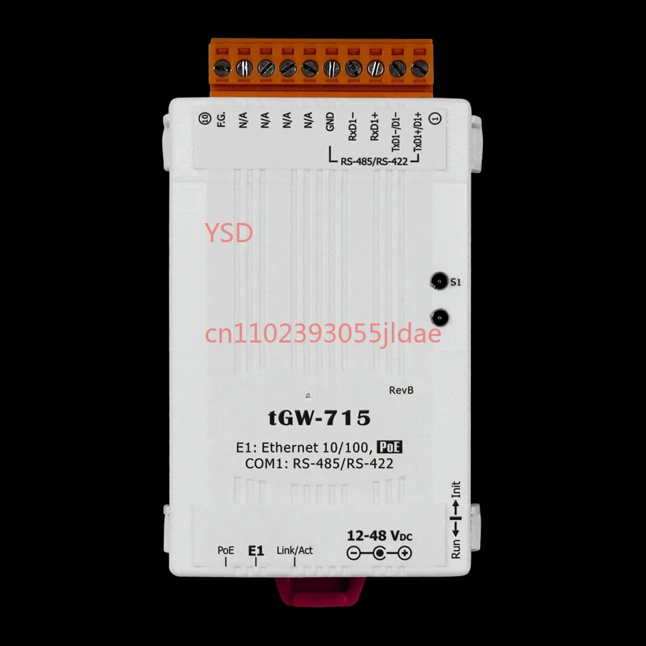 لبوابة tGW-715 Micro Modbus (TCP إلى RTU/ASCII، مدعومة PoE، منفذ واحد RS-422/485)
