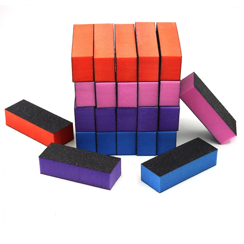 40Pcs 3-Sided Black Grit Cube Nail Files Blocks Multicolor Manicure Tools for Nail Buffing Gel Polish Manicure Salon Nail Tool