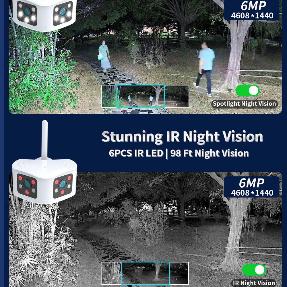 Telecamera panoramica a doppia lente da 5mp Zoom binoculare telecamera Ip esterna telecamere di sorveglianza Wifi sfera a infrarossi App a colori Vms