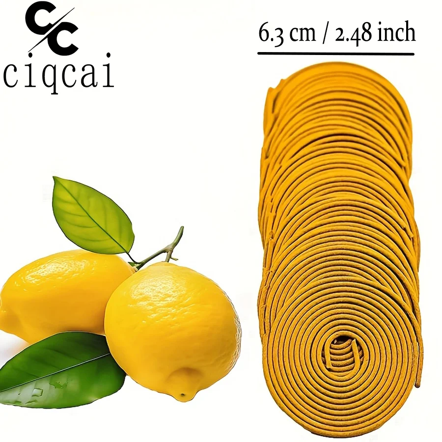 Lemon-Flavored High-Quality Classic Spiral Incense, 6.3cm Diameter Pure Handmade Coil Incense, Made from Lemon Fragrance Powder Using Traditional Methods, with a Rich and Natural Scent, Long-Lasting Fragrance, Portable Packaging, Convenient for Carrying, Suitable for Home and Outdoor Use