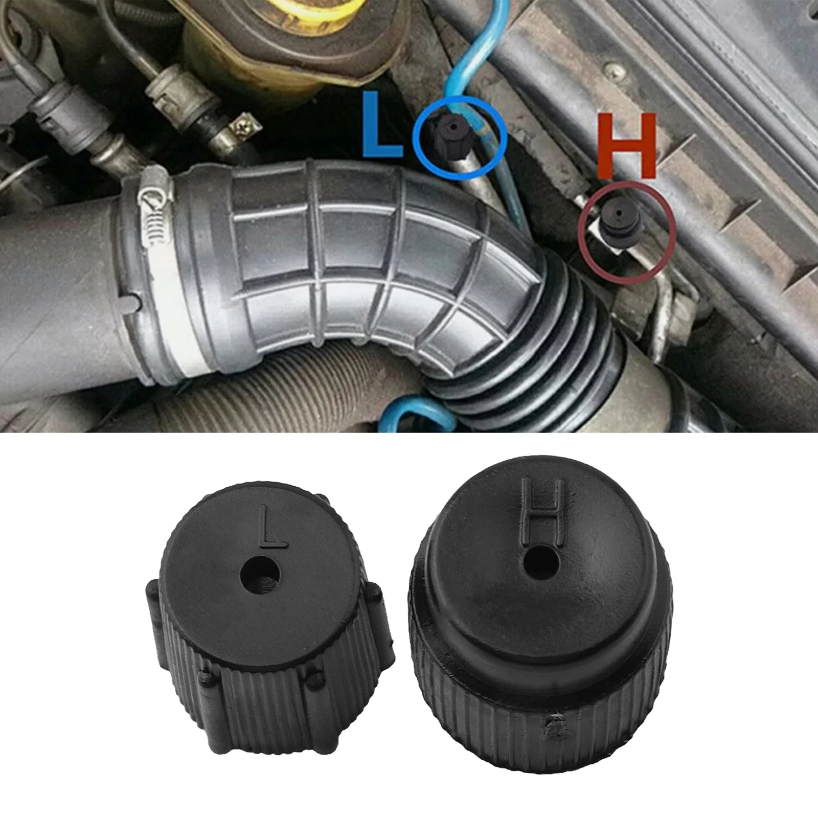 

2pcs Replacement Dust Covers Car AC Valve Cap Kit With High 16mm And Low 13mm Replacement Dust Covers