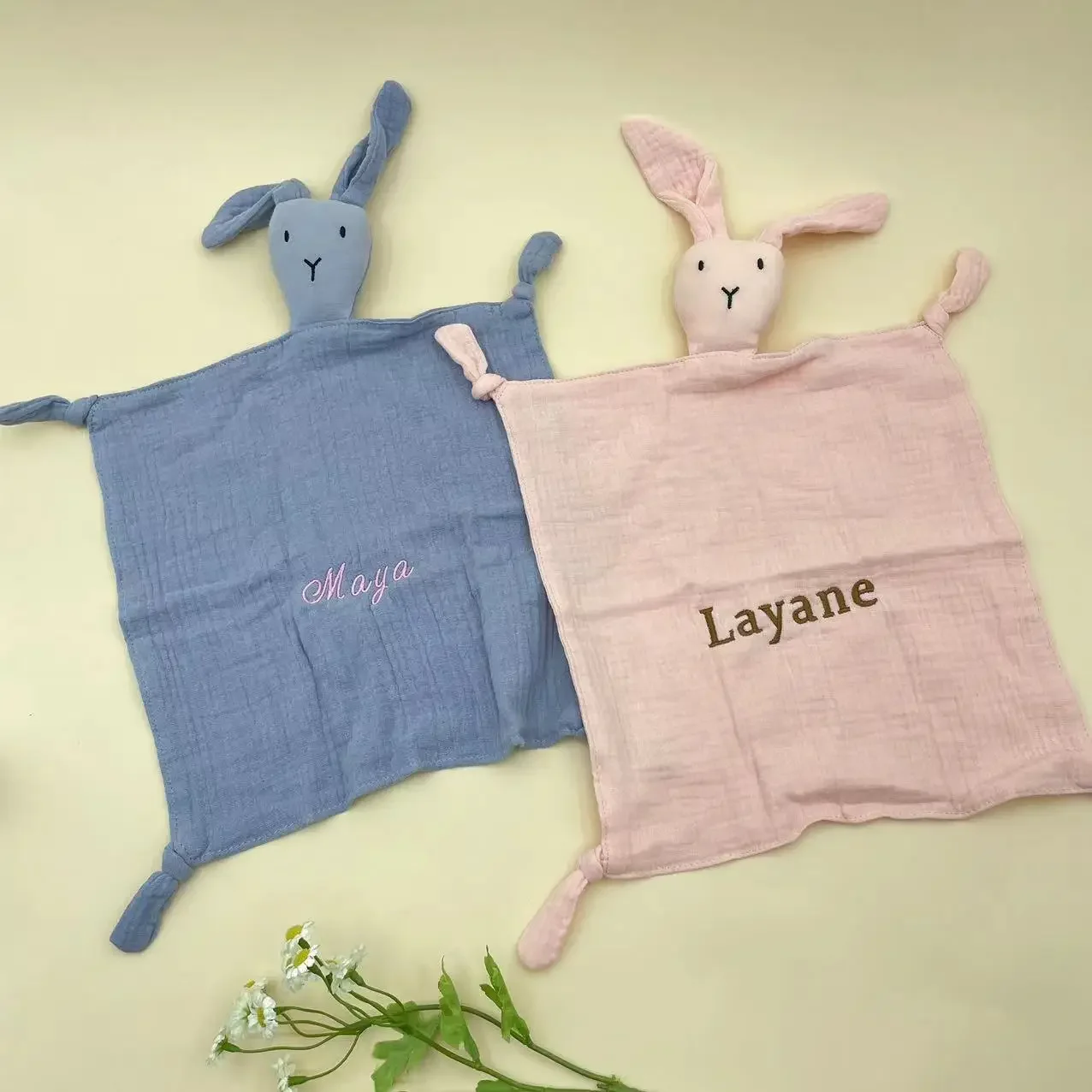 Personalized Baby Name Blanket Muslin Baby Cotton Baby Doll To Sleep Soothe Appease Kid Towel Children Sleeping Dolls Baby Items