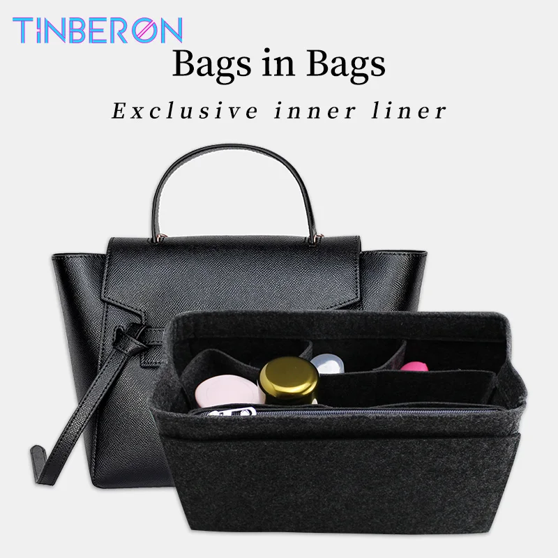 

TINBERON Make Up Organizer Felt Insert Bag Large Capacity Travel Cosmetic Bag Felt Cloth Bag Liner Organizer Insert Storage Bags