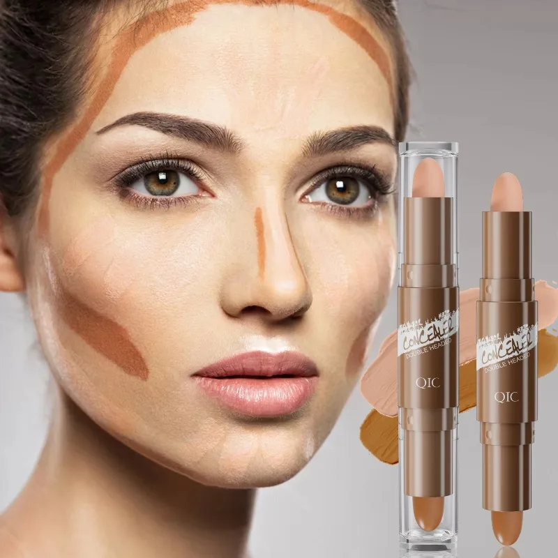 Barra de contorno con resaltador corrector de doble cabeza para puente de nariz tridimensional sombra V cara puente de nariz alto 1 Uds