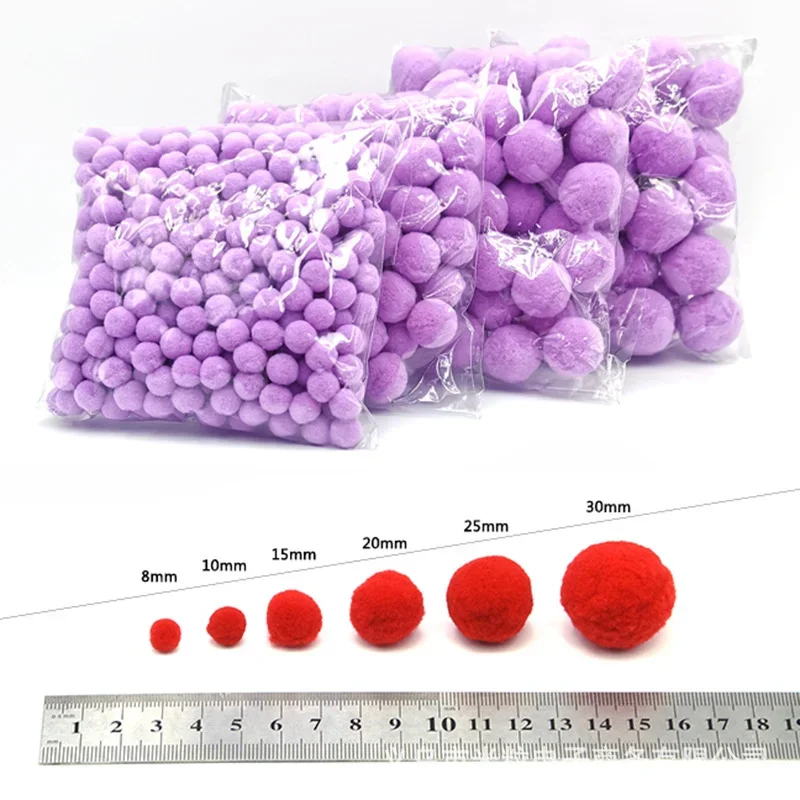 8/10/15/20/25/30mm Pom Pom Fur Balls Mini Soft Pom Poms Fluffy Plush Ball Assorted Sizes Colors Pompoms DIY Craft Wedding Decor