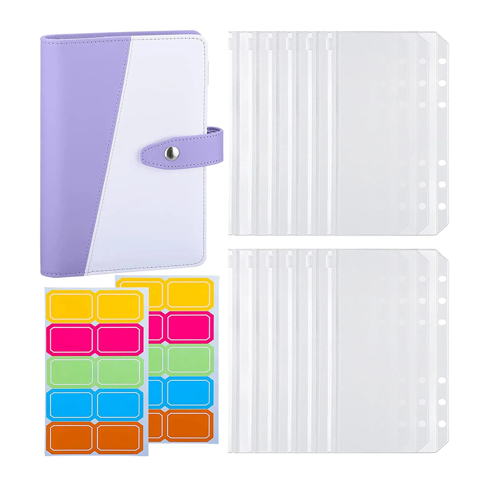 A6 PU 6-Ring Binder Budget Cover A6 Binder Pockets Expense Budget Sheets for Money Saving Cash Envelopes System A