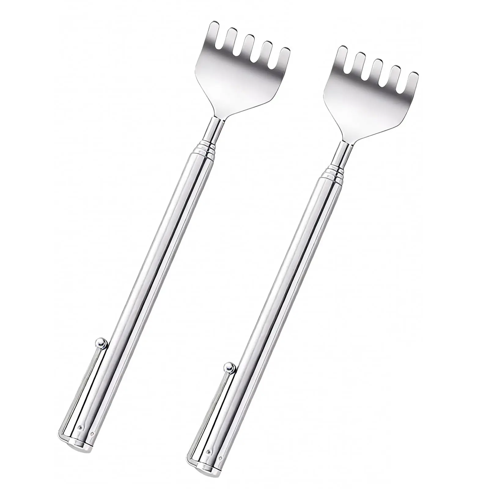 Silver Stainless Steel Retractable Back Scratcher Folding Portable Massage Tool for Body Itching Relief