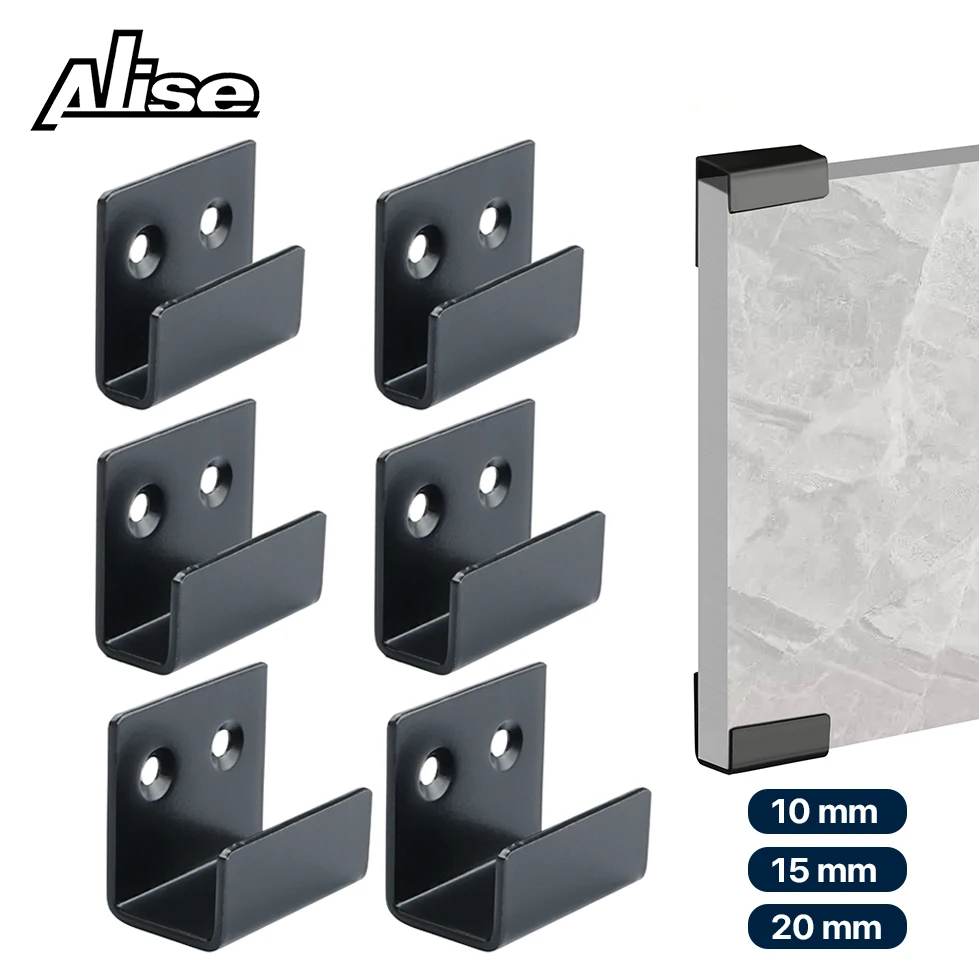 4pcs Ceramic Tile Display Holder Corner Bracket Stainless Steel Pendant Fixing Hooks Wall Mount Buckle U-Shaped Hangers Fastener