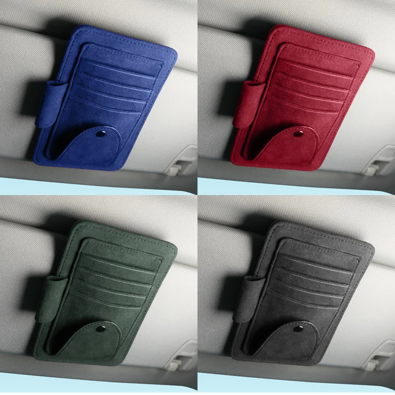 

Alcantara Car Styling Sunglasses Organizer Storage Bag Sun Visor Clip Bag Stowing Box Pen Card Ticket Pocket Holder Accessories