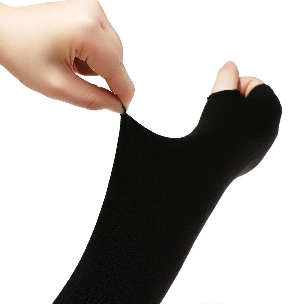 Women Girls Long Sleeve Arm Cover Knitted Gloves Elbow Mitten Wristband Fingerless Long Glove