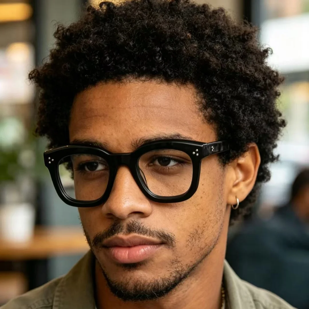 Thick Acetate Glasses Frame High Quality Square Retro Optical Clear Eyeglass Customizable Prescription Spectacles
