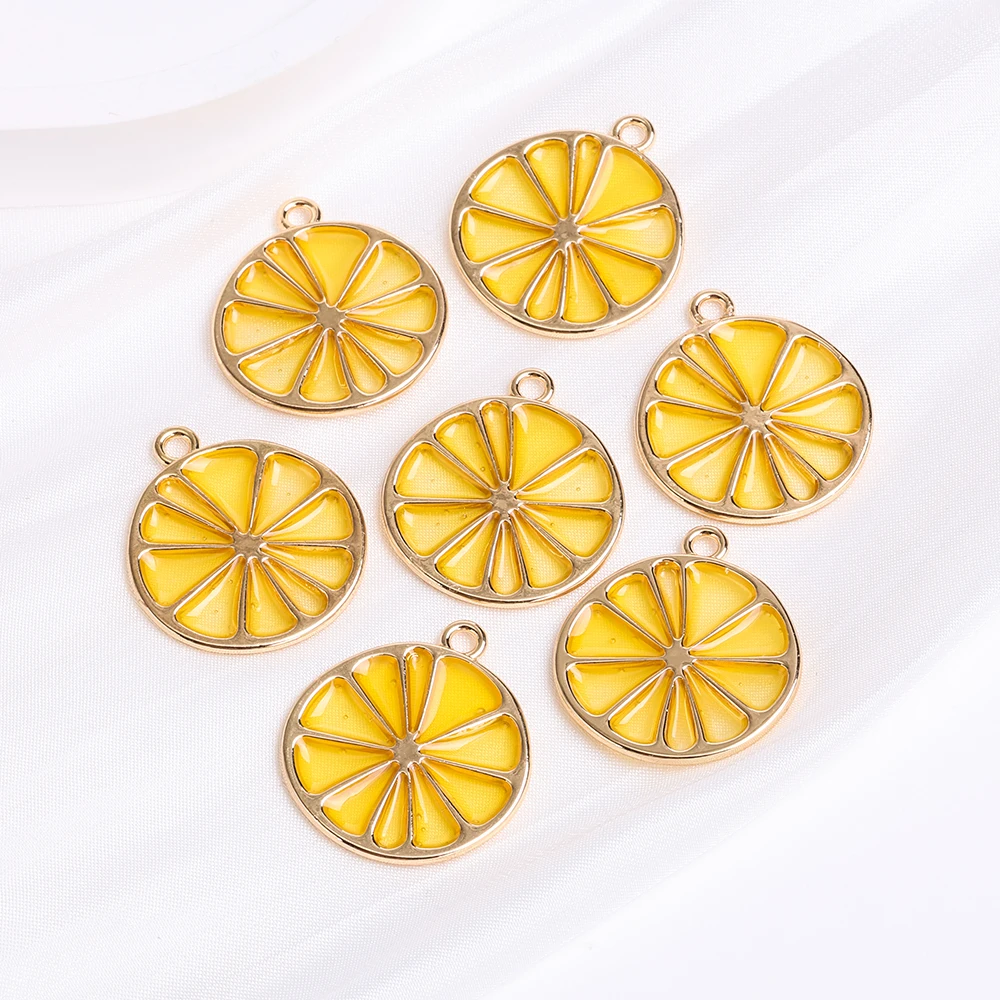 

10 pcs/pack Fruit Lemon Alloy Oil Drop Pendant DIY Ornaments Accessories Bracelet Earrings Accessories Keychain Materials