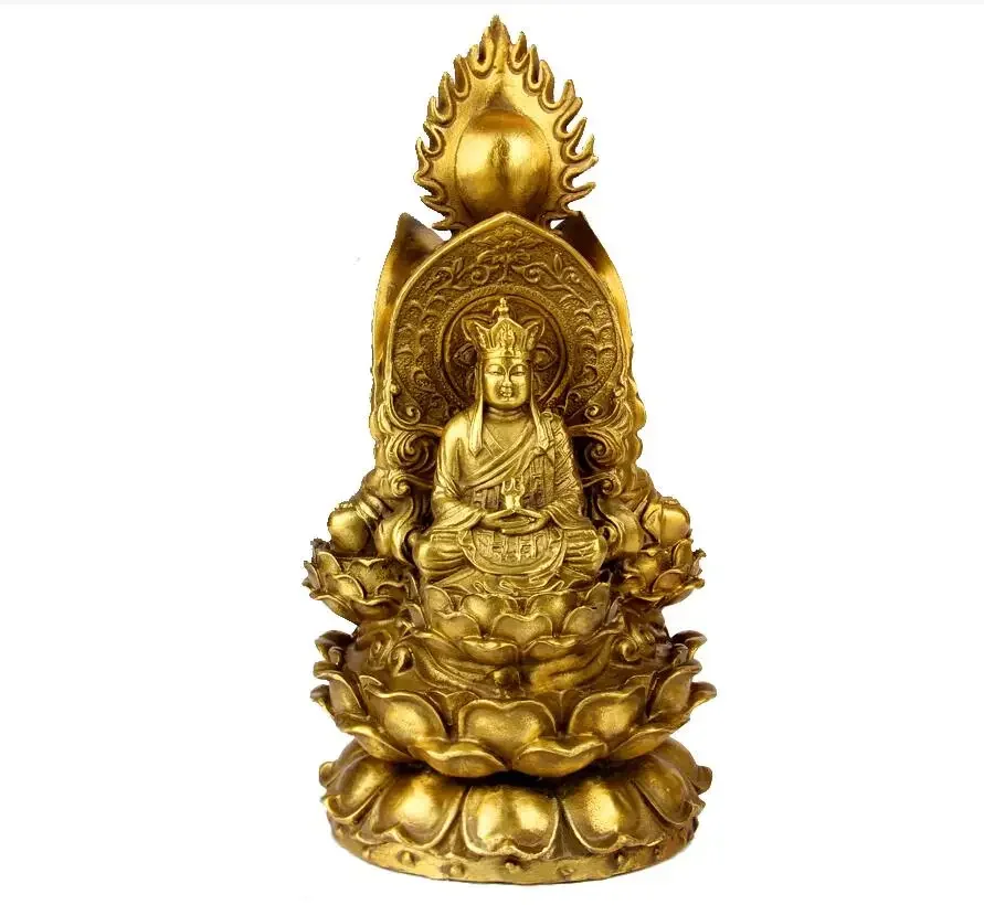 Pure brass three sided Buddha bronze Three Saints of Saha ornament Guanyin Shakyamuni Buddha Ksitigarbha Bodhisattva ornament