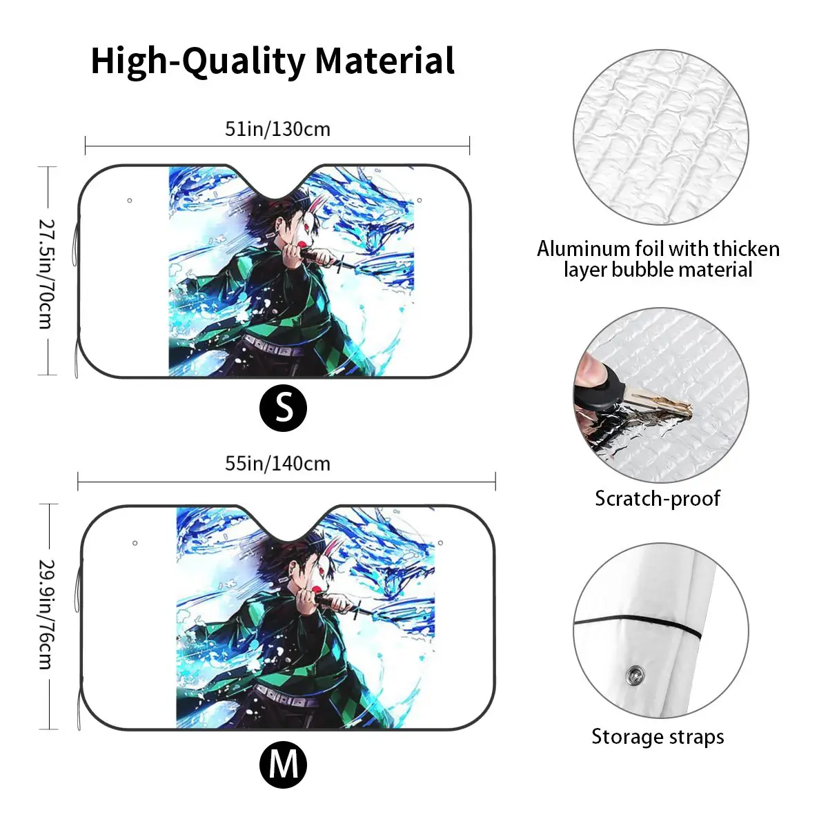 شيطان القاتل أنيمي شيطان القاتل ظلة الزجاج الأمامي سيارة الزجاج الأمامي نافذة الشمس قناع الملحقات يغطي