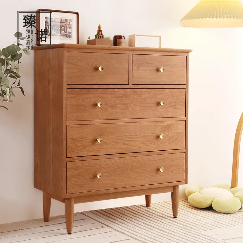 

All solid wood chest, bucket cabinet, cherry wood, Nordic modern simple living room storage and storage multi-functional cabinet