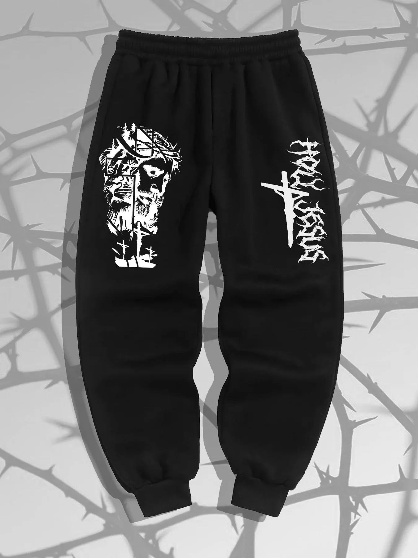 

Men's Casual Sports Pants Gothic Printed Fleece Hoodie Pants Multifunctional Jogging Pants Urban Fashion Street Clothing Pants