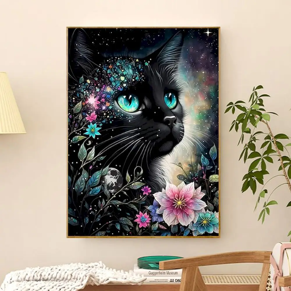 PhotoCustom Cat Oil Painting By Number Set On Canvas Frame Acrylic Paint Animal For Adult Picture Drawing Coloring By Numbers Ki