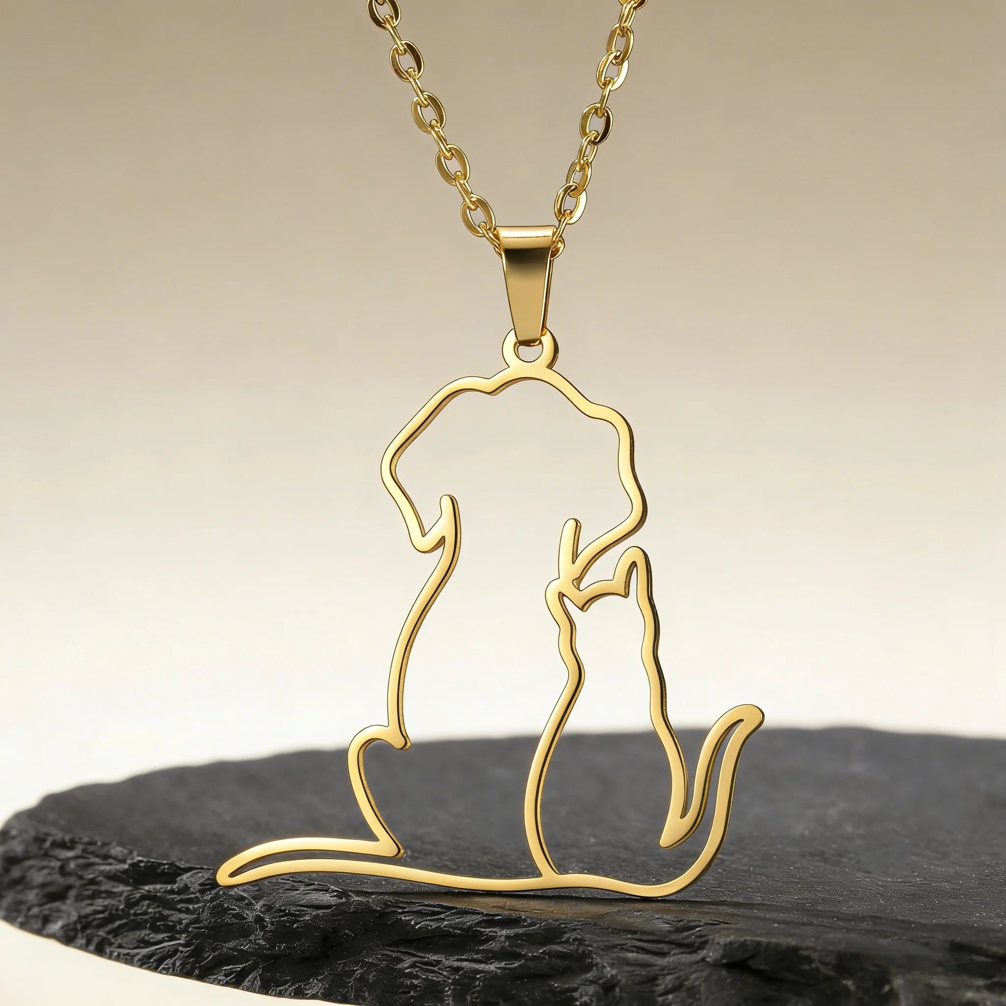 Colliers de Couple deux chats, bijoux en acier inoxydable, chaton noir et blanc, pendentif Animal, ras du cou, cadeau d'amitié pour amoureux  36