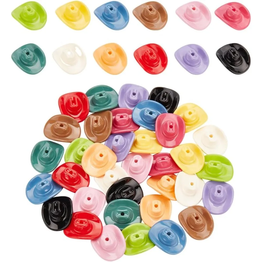 

48 шт. акриловые бусины для ковбойской шляпы, 12 цветов, мини-вестерн, ковбойские шляпы, подвески из бисера, красочные непрозрачные бусины для изготовления ювелирных изделий своими руками