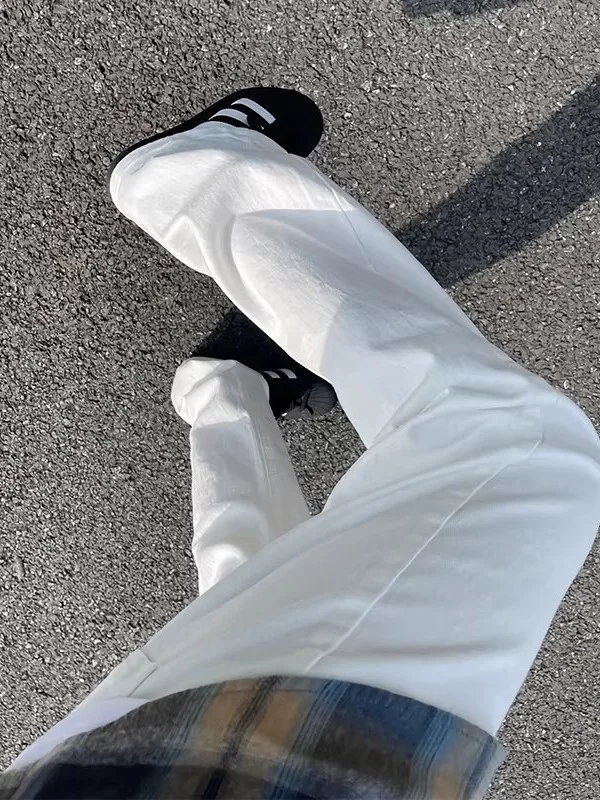 

White Straight Leg Jeans Men's Summer Thin High Street Slimming Long Leg Cool Pants Youth Fashion Wear Resistant Casual Jeans
