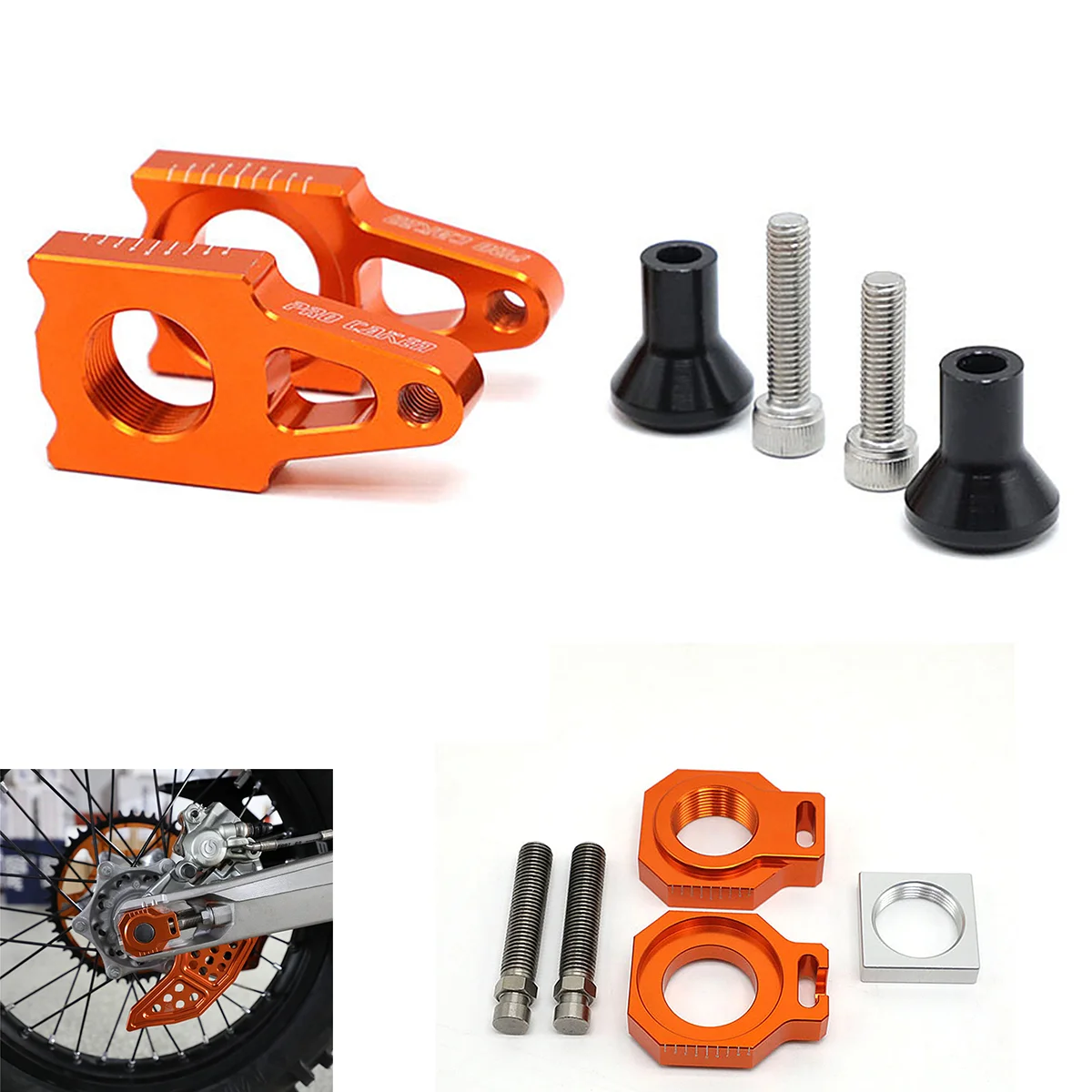 CNC Rear Chain Adjuster Axle Blocks For Husqvarna TC125 FC250 350 450 FS450 TC250 TX300 FX350 FX450 KTM SX SXF XC XCF 125-450