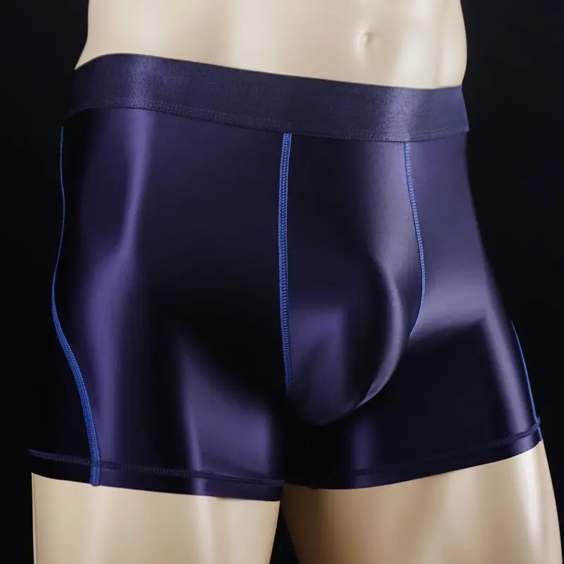 Sexy Glossy Satin Seam Men Elastic Briefs Shorts Sports Men Tight Bottoms Underwear