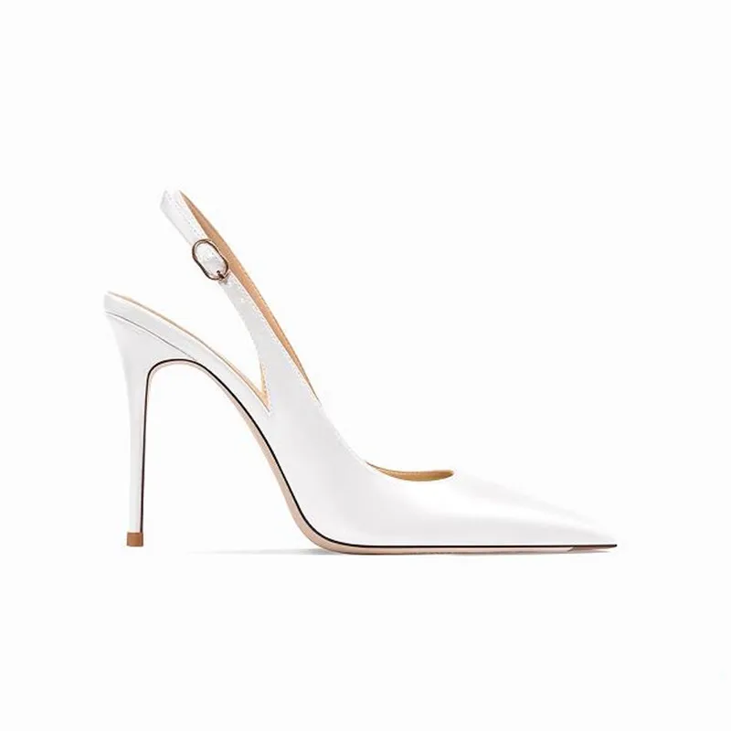 

HLTINO Luxury Sandals Women Designers Summer New White Shoes with Pointed Toe Comfortable Slingback