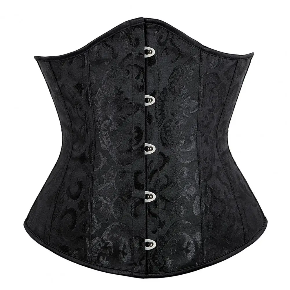 

Women Underbust Corset Palace Style Adjustable Back Strap Floral Bustier Jacquard Body Shaping Girdle Cosplay Gothic Corset