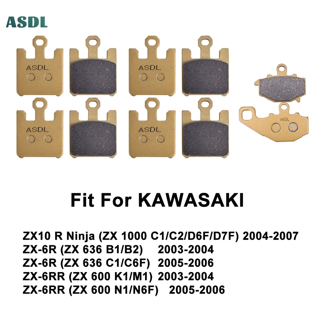 

Motorcycle Front and Rear Brake Pads For KAWASAKI ZX10 R Ninja ZX 1000 C1/C2/D6F/D7F 2004-2007 ZX-6R ZX6R ZX 636 ZX-6RR ZX 600