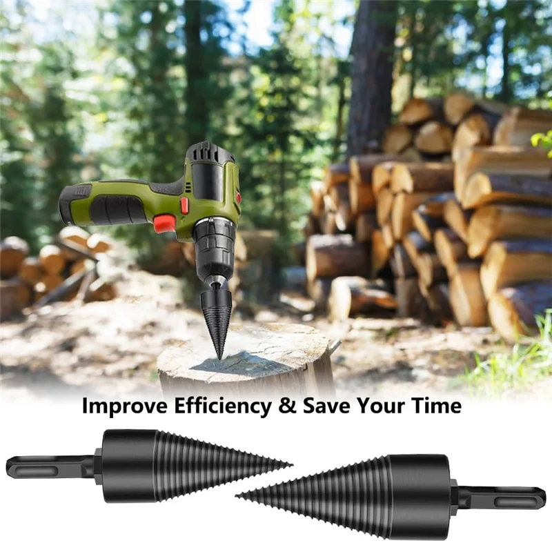 

Removable Wood Splitting Drill Bit 32MM+42MM Heavy Duty Screw Cone Driver Wood Splitter Carbon Steel 1Set
