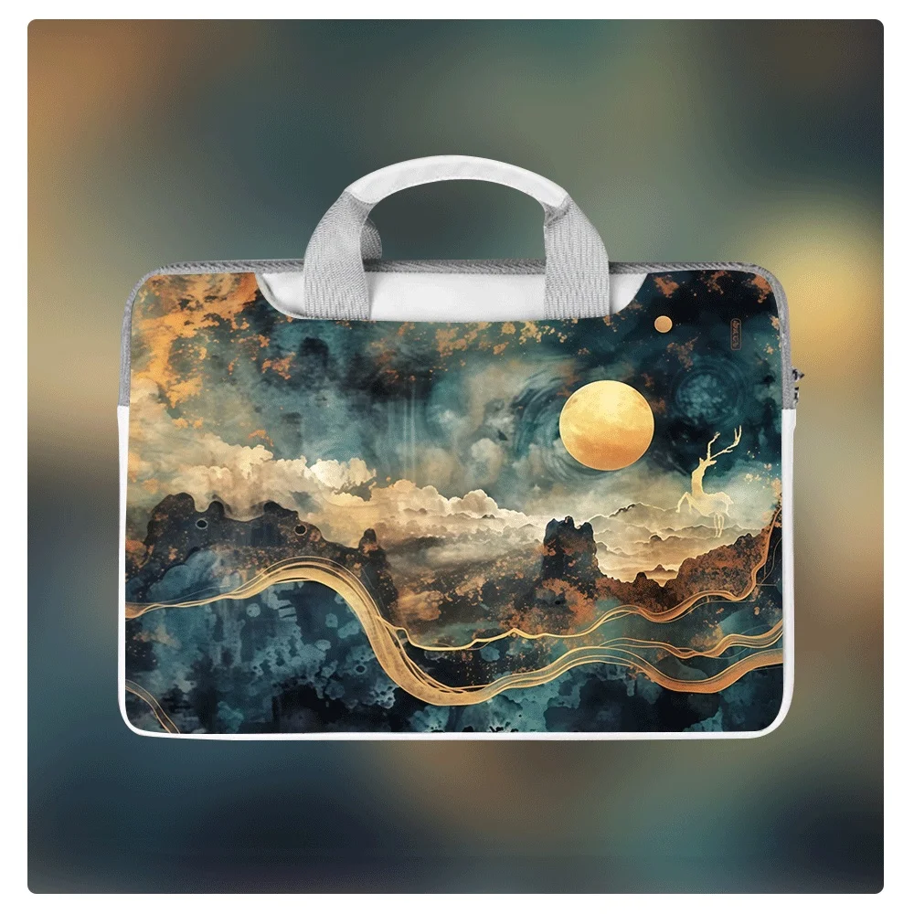 

Cute Deer Laptop Sleeve Bag 13 14 15 Inch Handbag Waterproof Soft Velvet Lined Protective Bag Shoulder Crossbody Bag Girls Gift