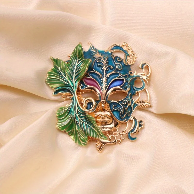Unisex Medieval Prom Mask Esmalte Badges, broches, gotejamento Oil Crystal Pin, acessórios de festa, design elegante, banquete, mulheres e homens