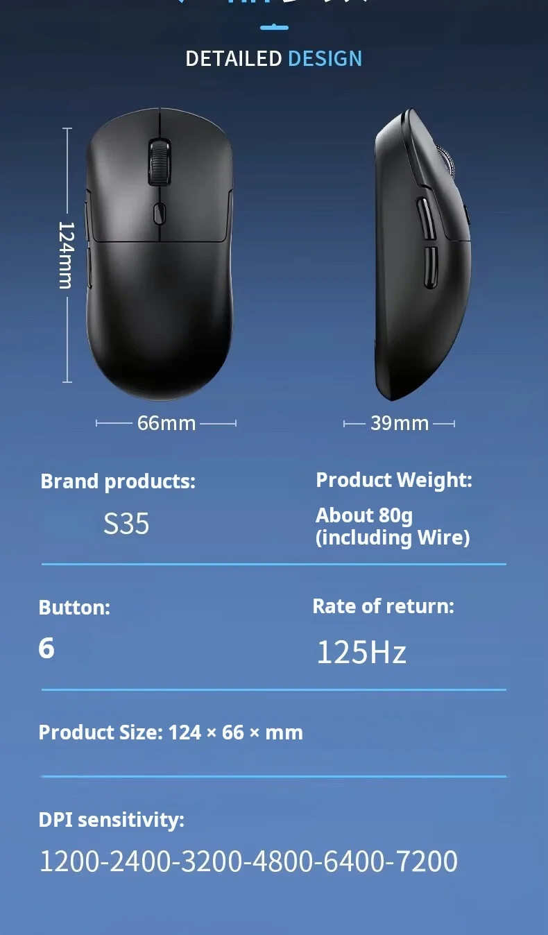 AULA S35 Wired Gaming Mouse 1000HZ Rate of Return Macro Programming Drive Ergonomic Esports Peripherals