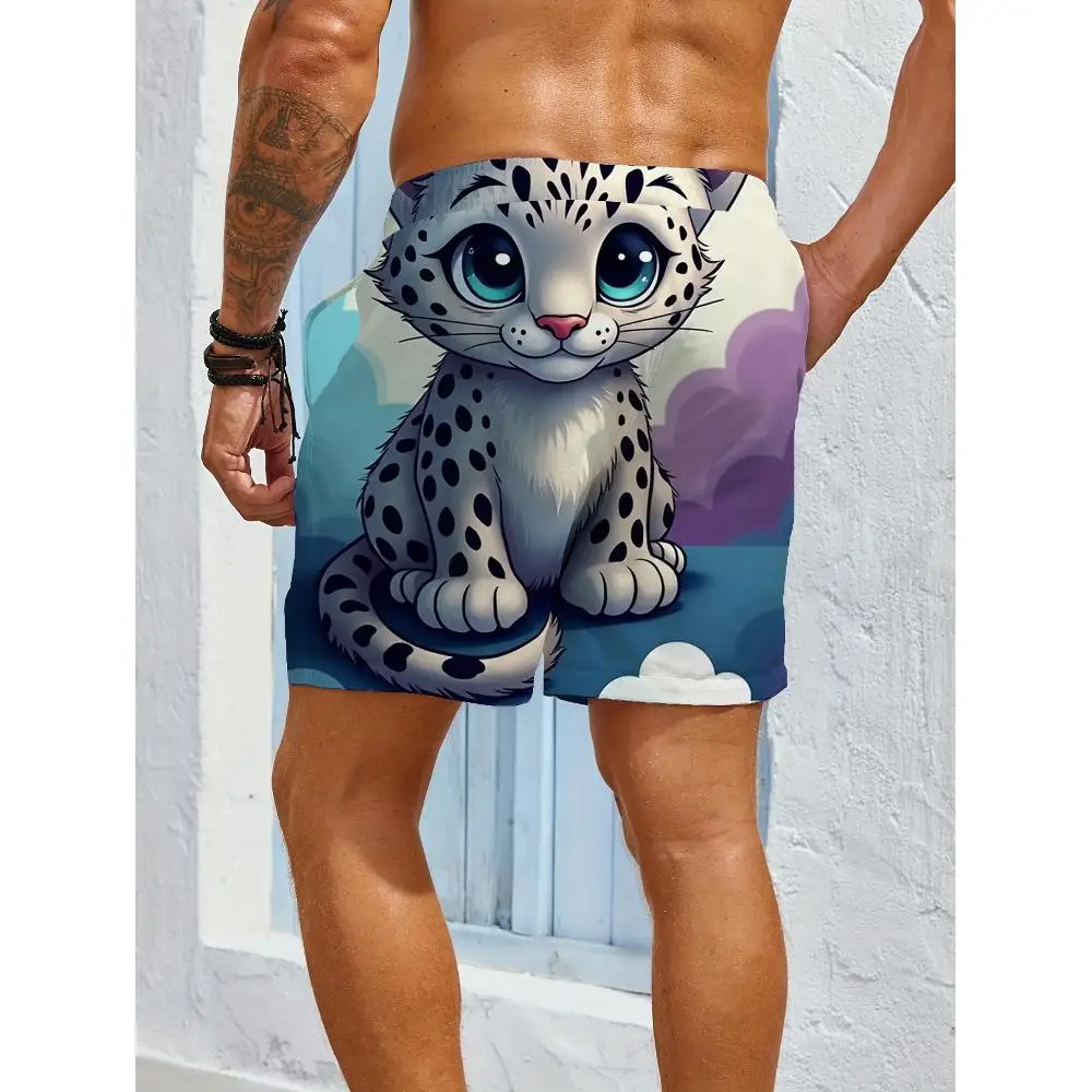 1pcs Men's Short swim trunks2026 Summer 3D Printed Short sleeve running Quick drying Polyester Breathable men's work pants