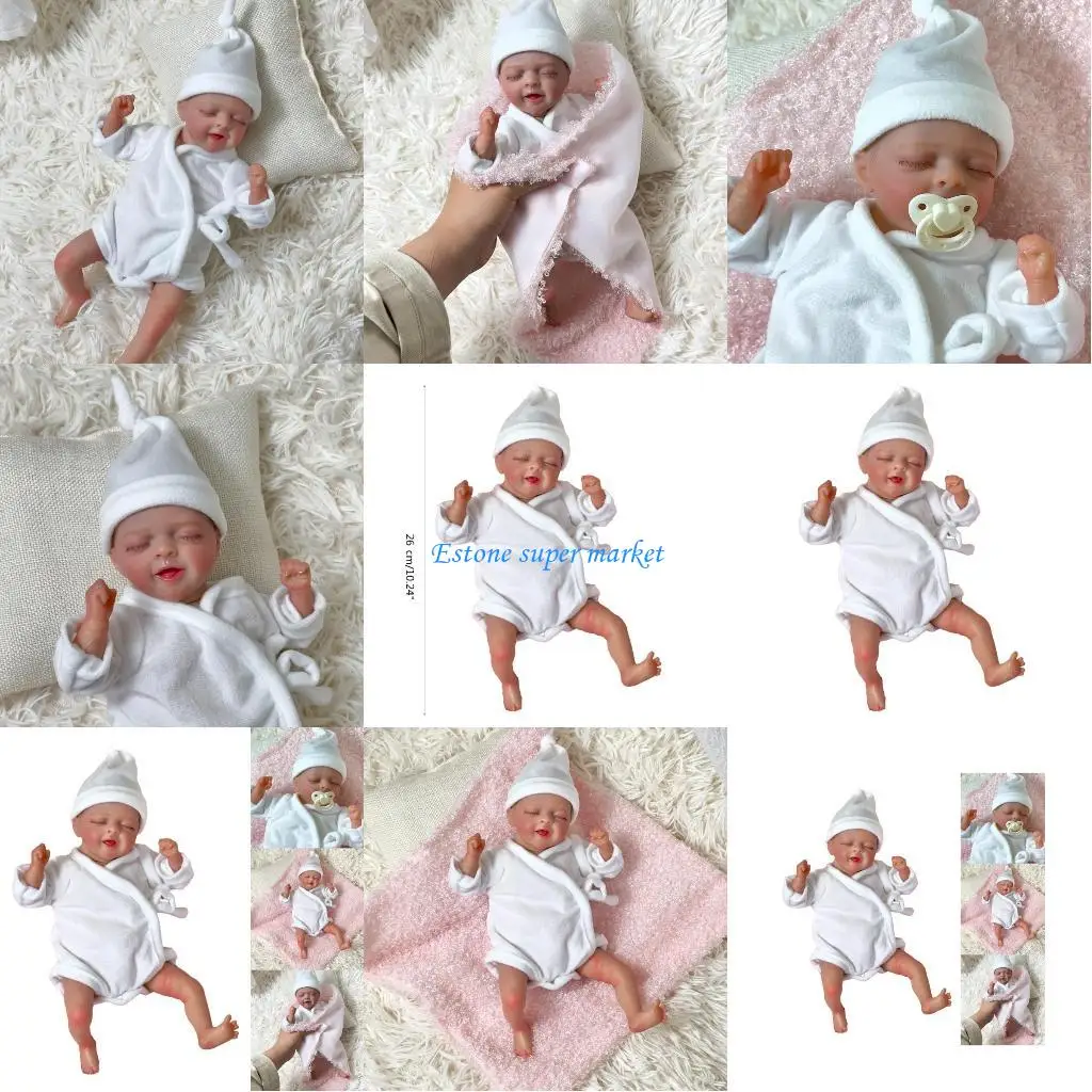 

090B Игрушка Reborns, кукла для ребенка, 10 дюймов, хлопковые реборны с тканью, имитация тела, кукла для реальной жизни, кукла