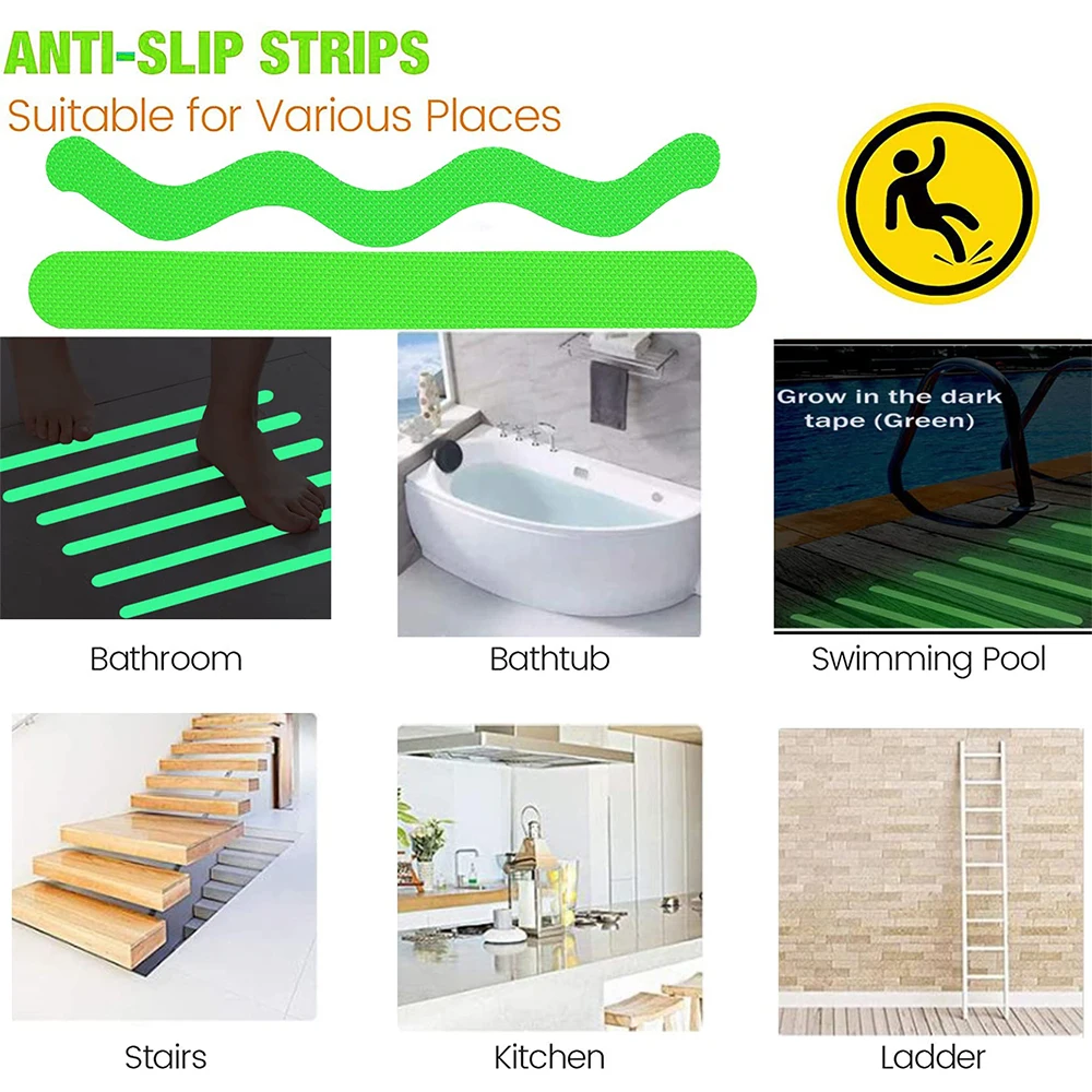 12/24PCS Luminous Non Slip Bathtub Stickers Strips Safety Showers Treads Bathroom Baby Anti-fall High Strength Paste For Floors